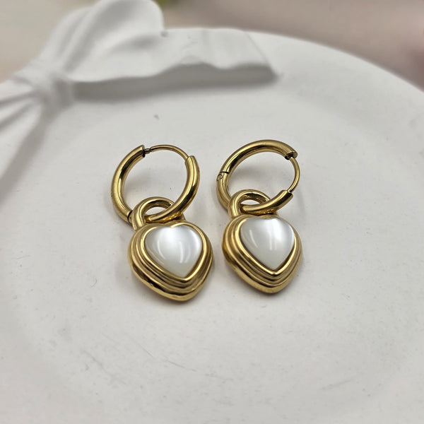 Toned Heart Drop Earrings