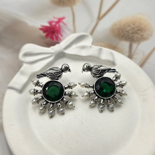 metal earrings unique bird motif