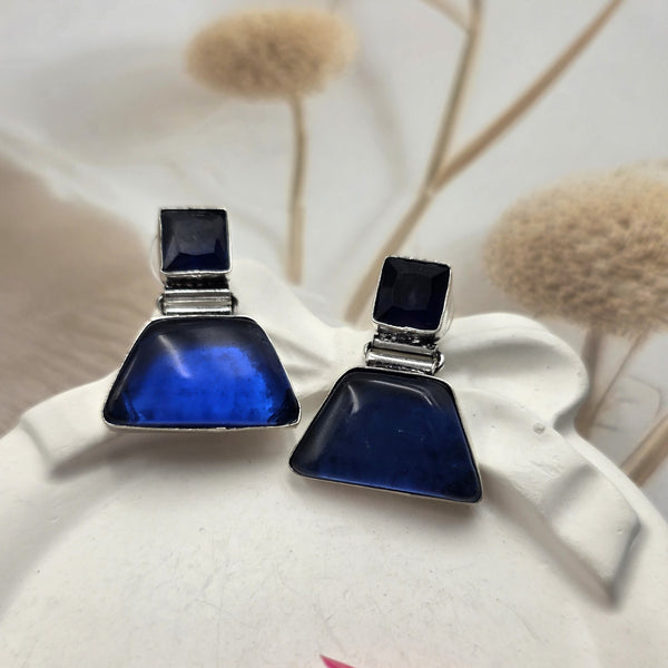 silver-toned metal bezel Earrings