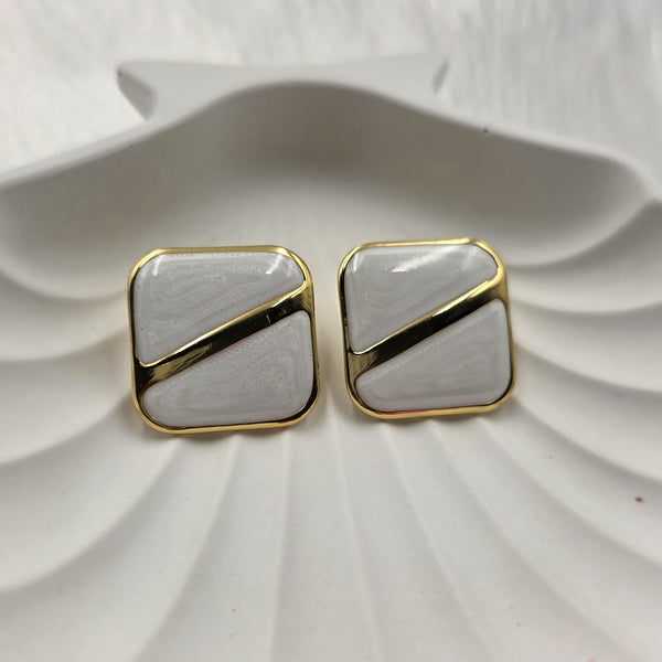 Elegant Square Enamel Clip-On Earrings