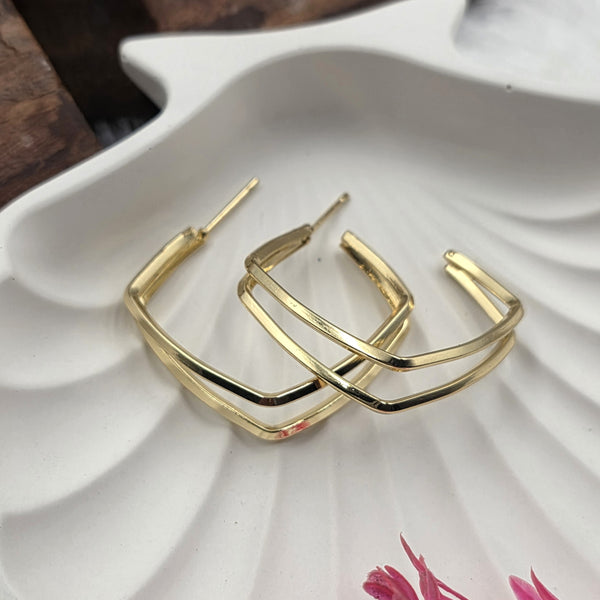 Chic Gold-Toned Square Hoop Earrings