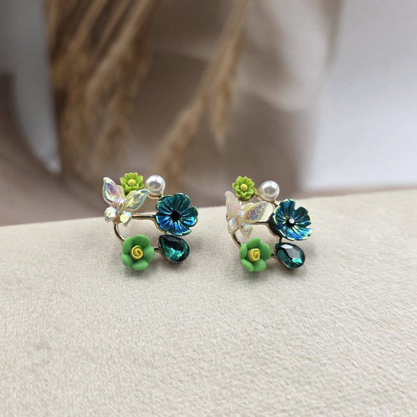 Floral hoop earrings