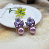 Elegant Floral & Pearl Stud Earrings
