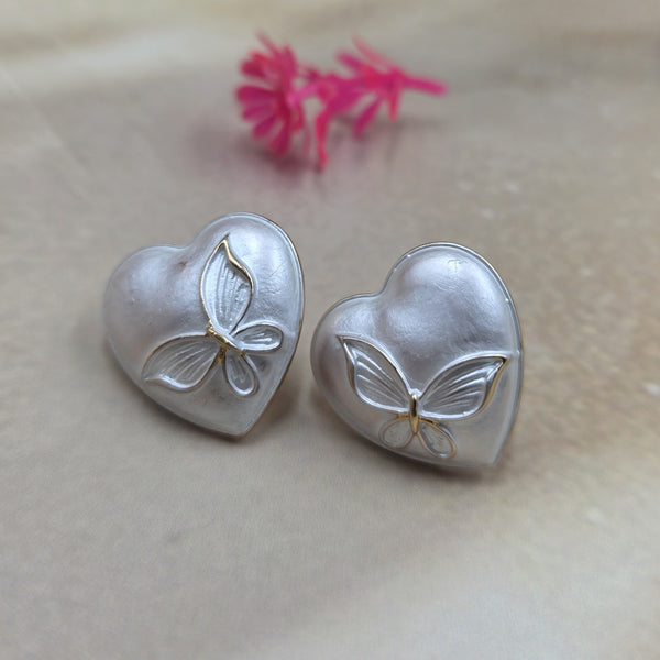 Butterfly Heart Stud Earrings