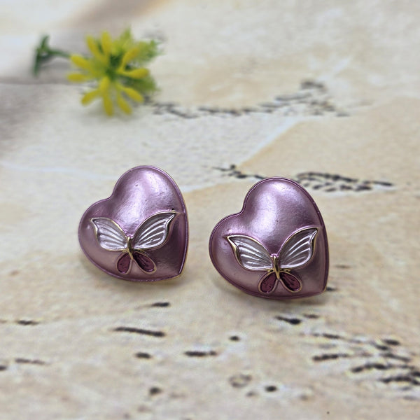 Butterfly Heart Stud Earrings