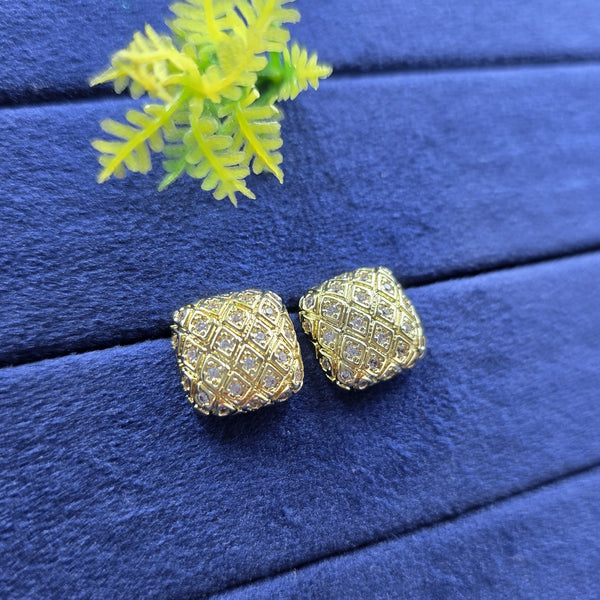 gold-toned square earrings