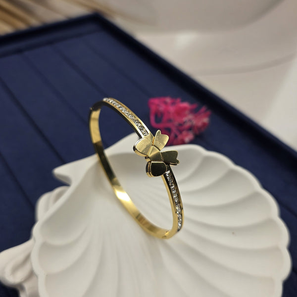 Elegant Gold-Toned Clover Bangle