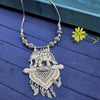 silver-toned or oxidized metal necklace Indian traditional jewelry