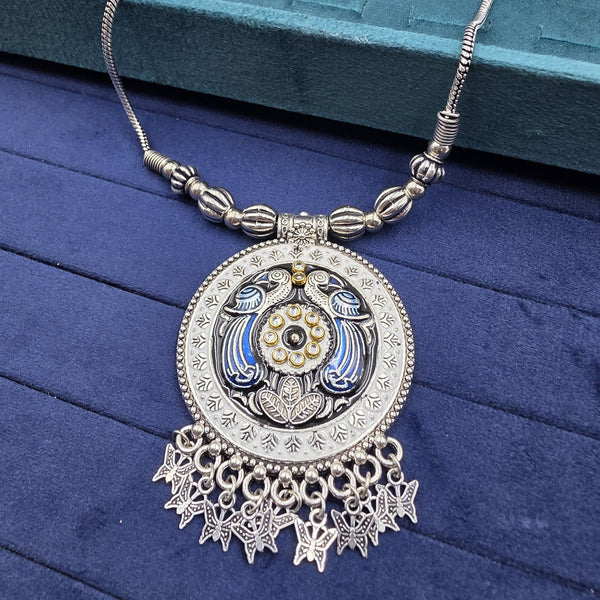 two stylized peacock figures Necklace