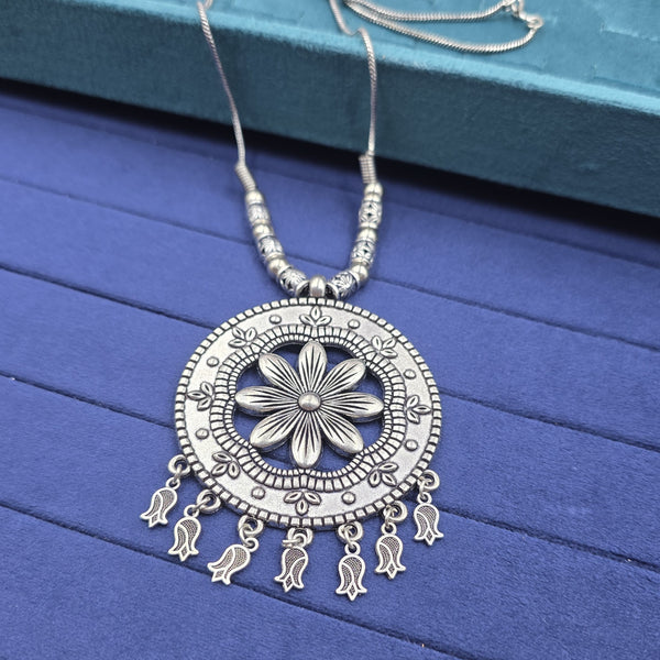 Oxidized Silver-Tone Pendant Necklace