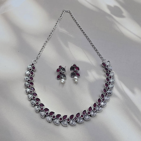 oxidized silver petal design Necklace Chain