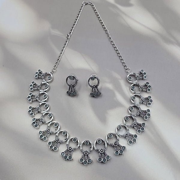 Oxidized Silver Choker Necklace and Earring Set