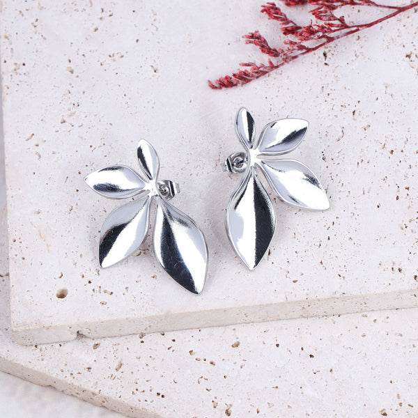 gold and silver leaf earrings