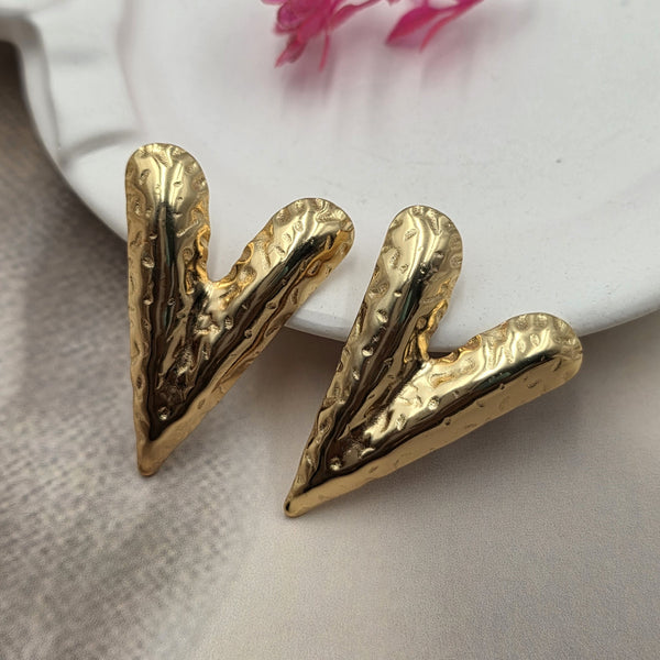 Gold-toned heart-shaped earrings