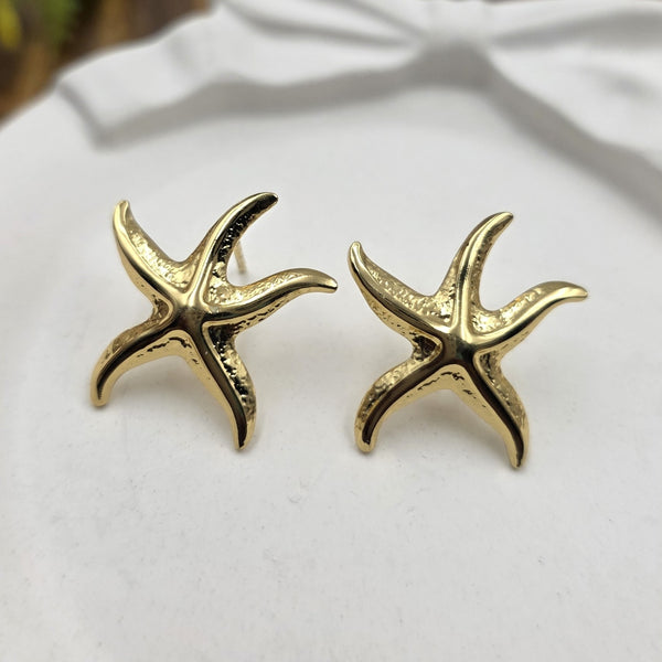 Gold-toned starfish stud earrings