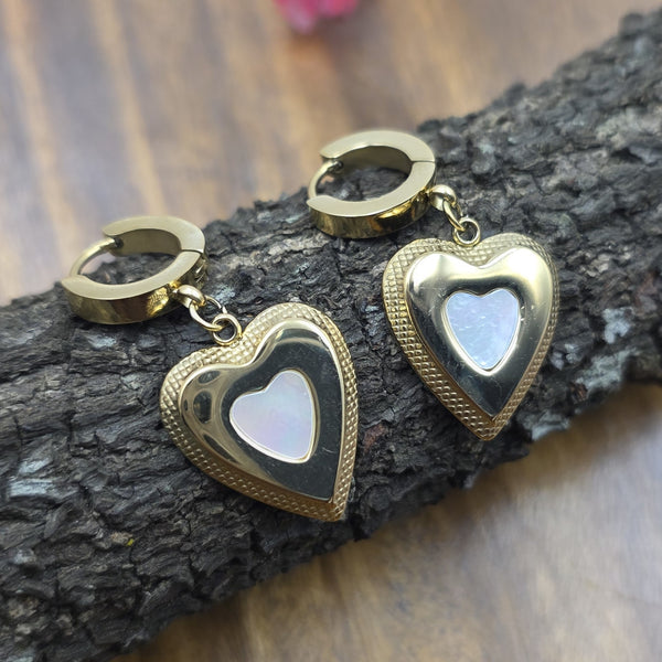 Heart Drop Hoop Earrings