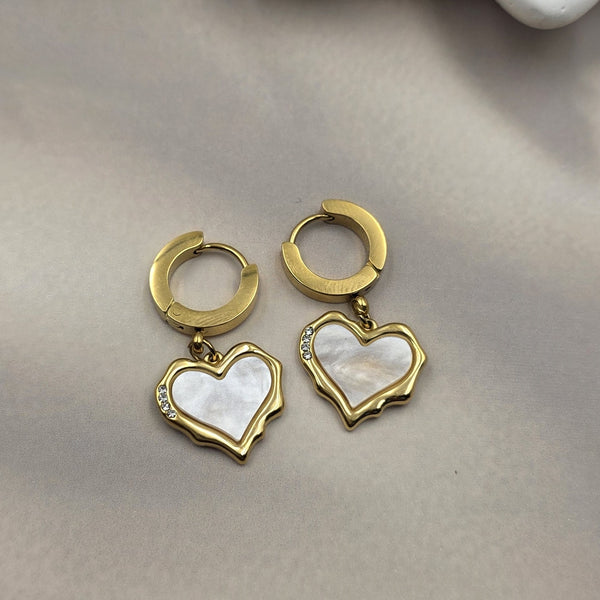 Gold-tone dangle hoop earrings