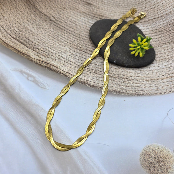Twisted Herringbone Gold Necklace