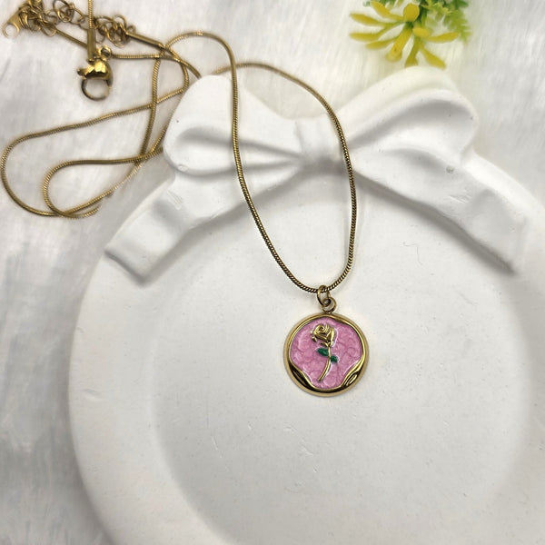 Gold-Tone Rose Pendant Necklace