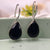 Black gemstone silver tone Earrings