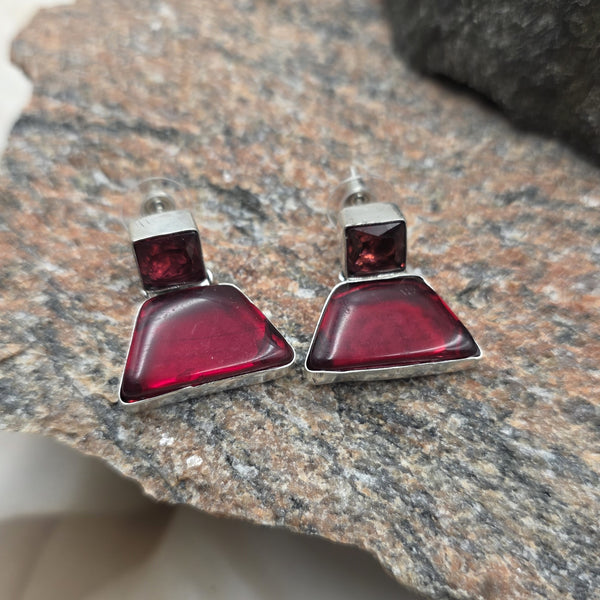 silver-toned metal bezel Earrings