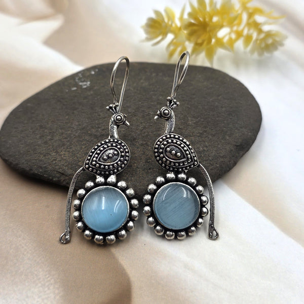 Toned Peacock Drop Earrings