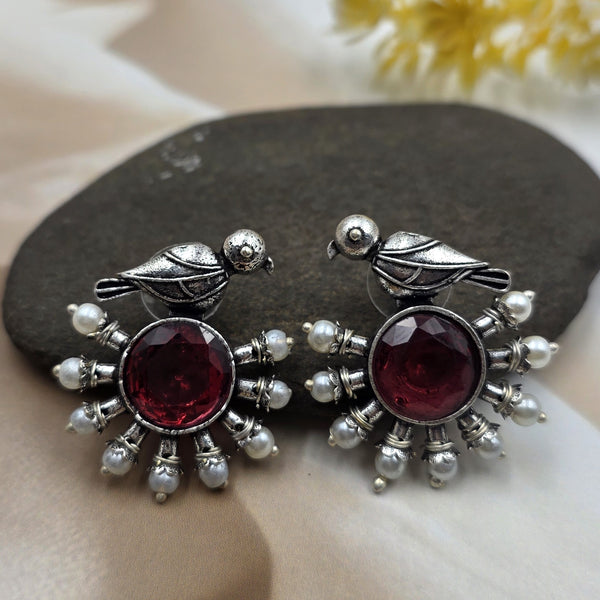 metal earrings unique bird motif