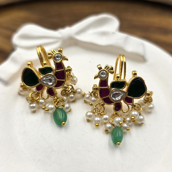 Gold-Plated Peacock Dangler Earrings
