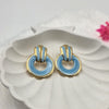 Gold-Tone and Blue Enamel Earrings