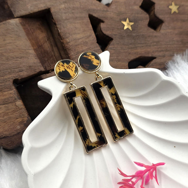 Statement Leopard Print Rectangle Earrings