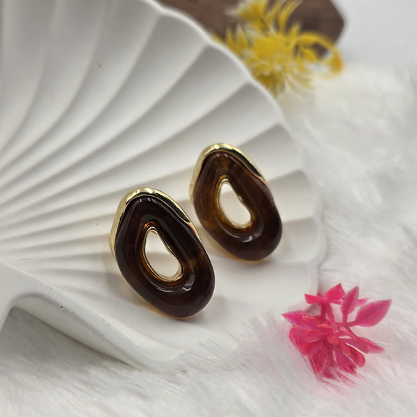 Resin and Gold-Tone Oval Earrings