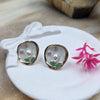 Enamel and Pearl Stud Earrings