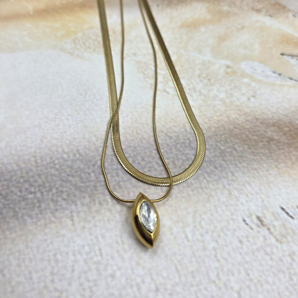 pendant layered gold-tone necklace