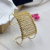 Gold Tone Woven Mesh Cuff Bracelet