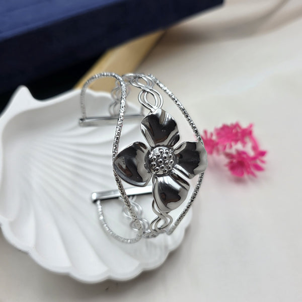 silver-tone open, swirling wirework cuff bracelet