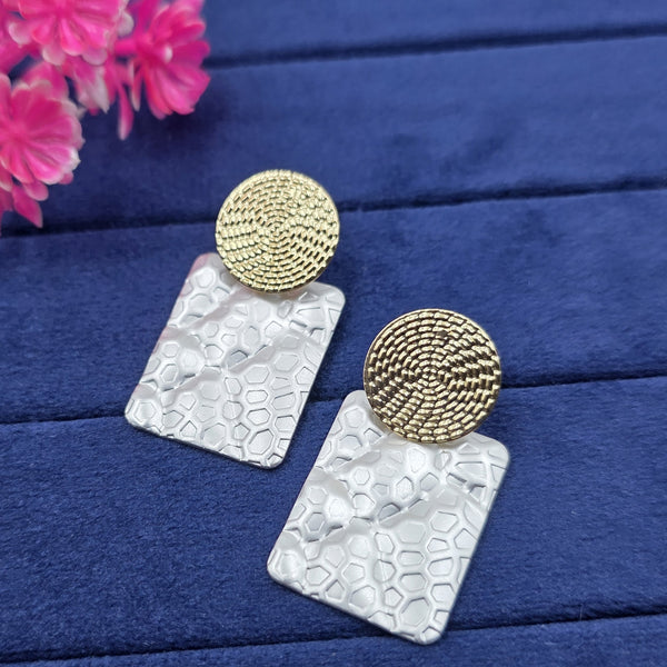 matte silver drop design Earrings