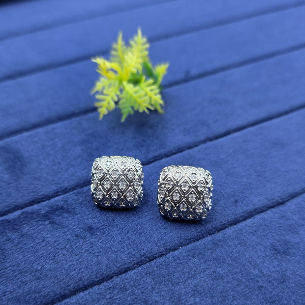 gold-toned square earrings