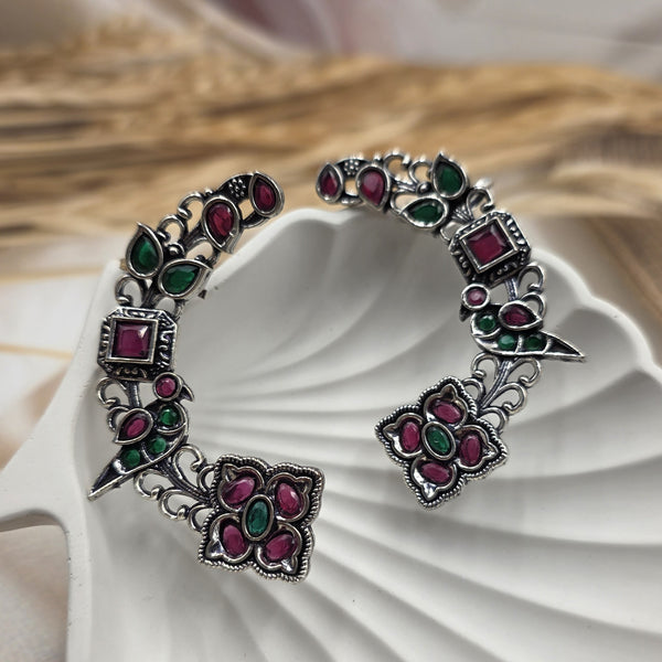 Elegant Oxidized Silver Ear Cuffs