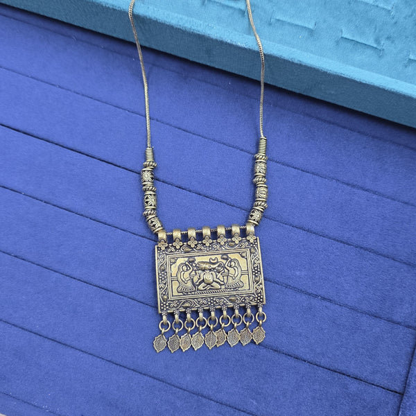 antique gold-tone or oxidized brass/metal necklace