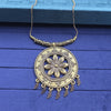 oxidized antique gold or bronze-tone finish six-petal flower motif